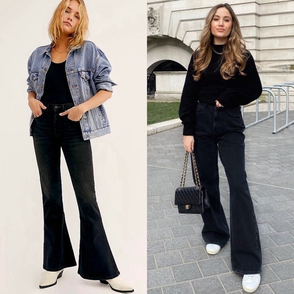 NWT BOYISH Black Stretch Denim High Rise Flare Leg 90s Bootcut Jeans 27 - Picture 3 of 9